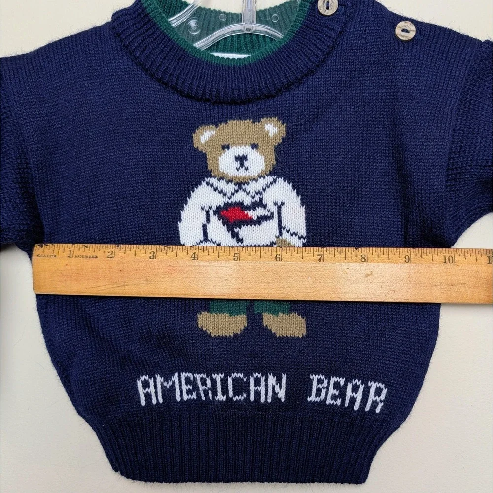 Vintage Carter's American Bear Crewneck Sweater‎ 90s Y2K Polo Infant 6-9 Months